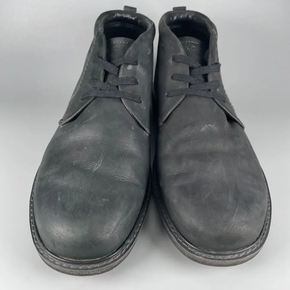 ECCO Turn Men's EU 45 US 11 Black Leather Shaft Chukka Ankle Boots Casual EUC